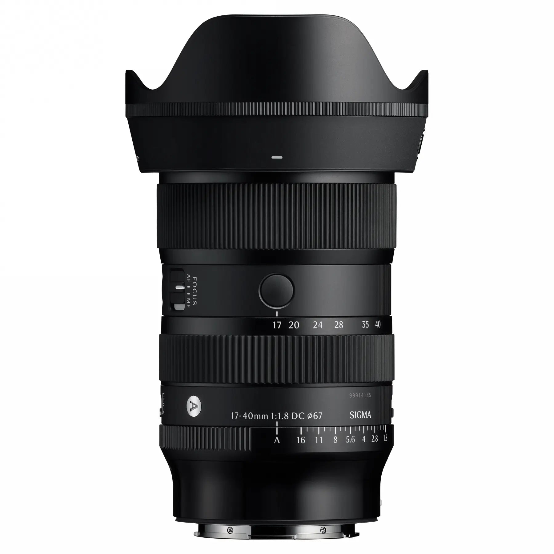 Sigma AF 17-40mm f1.8 DC | Art Lens - L Mount top angle with lens hood