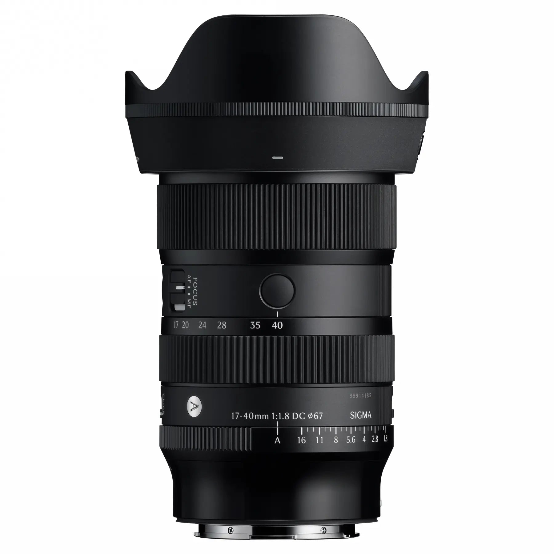 Sigma AF 17-40mm f1.8 DC | Art Lens - L Mount top angle with lens hood