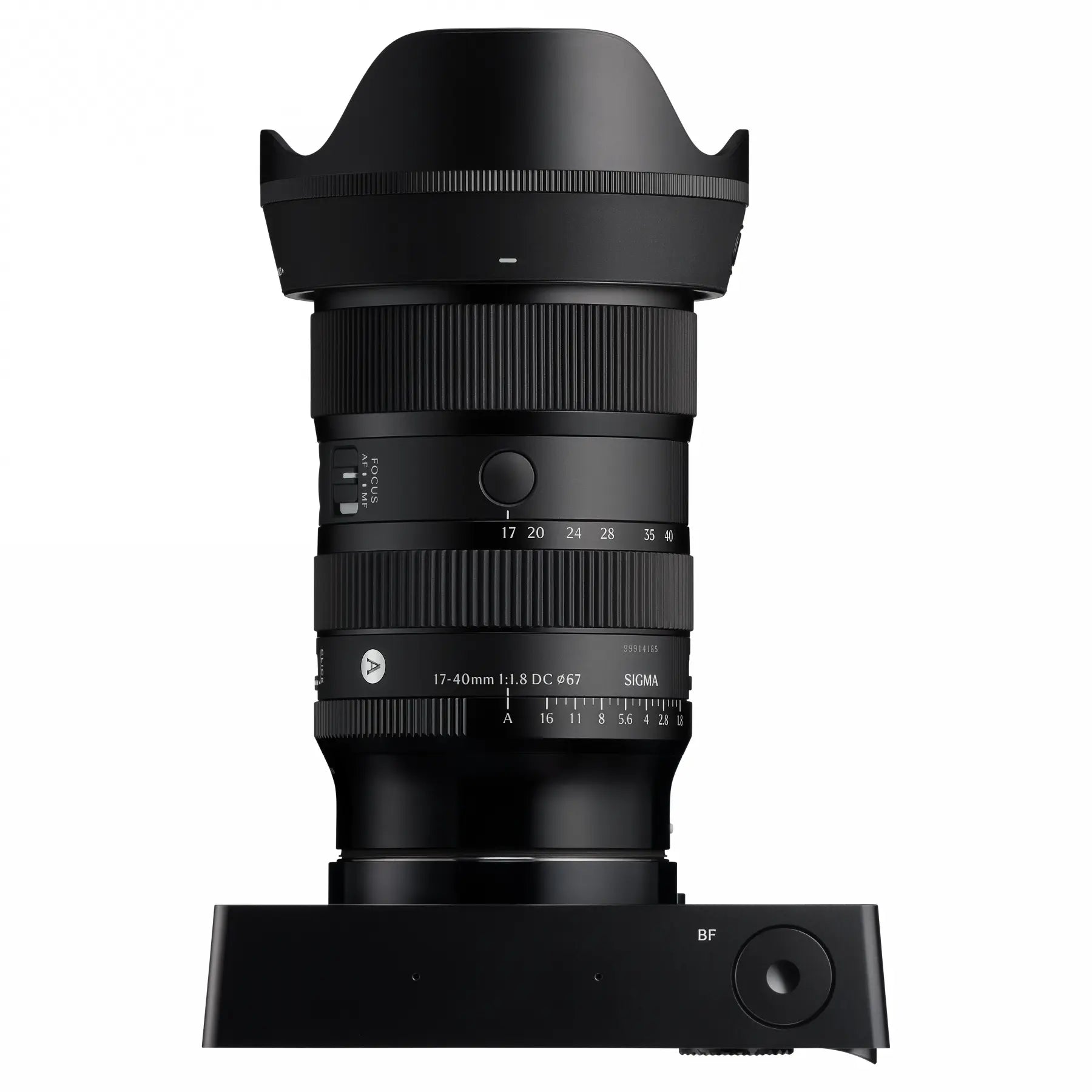 Sigma AF 17-40mm f1.8 DC | Art Lens - L Mount top angle on camera