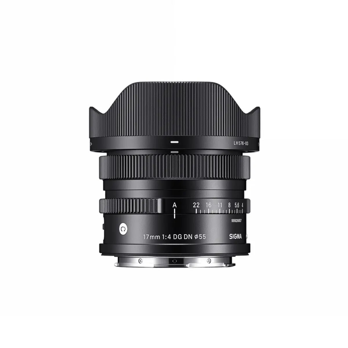 Sigma AF 17mm F/4 DG I Contemporary Lens - L Mount top with lens hood