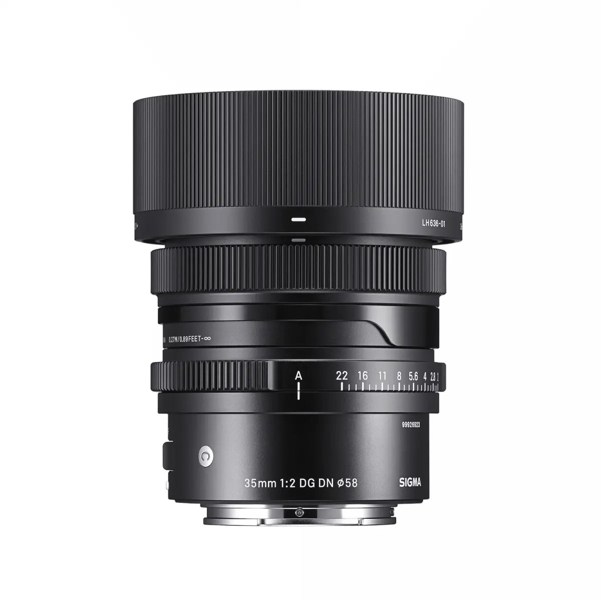 Sigma AF 35mm F/2 DG I Contemporary Lens - Sony E Fit top with lens hood