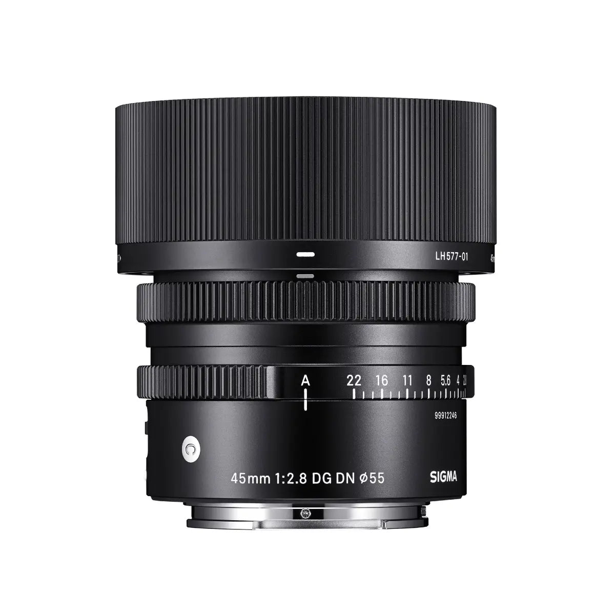 Sigma AF 45mm F/2.8 DG I Contemporary Lens - Sony E Fit top with lens hood