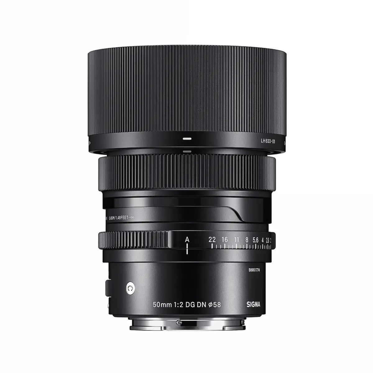 Sigma AF 50mm F/2 DG I Contemporary Lens - Sony E Fit top with lens hood