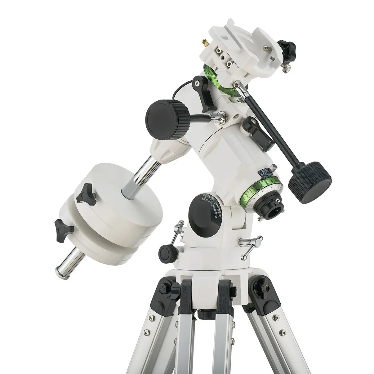 Telescope with white and black design on a white background