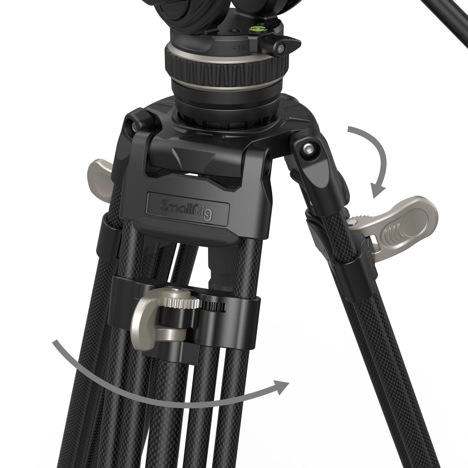 SmallRig 3989 Heavy-Duty Carbon Fiber Tripod Kit close up of tripod head