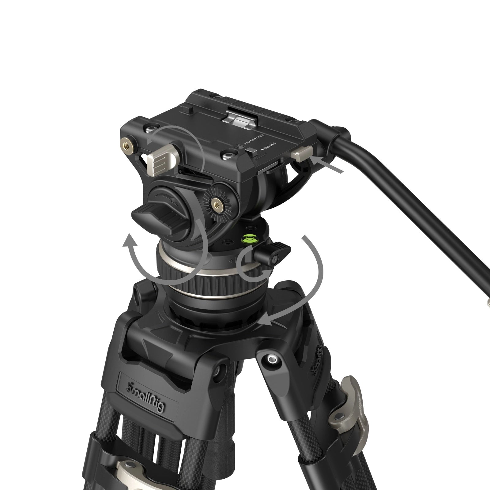 SmallRig 3989 Heavy-Duty Carbon Fiber Tripod Kit close up of tripod head