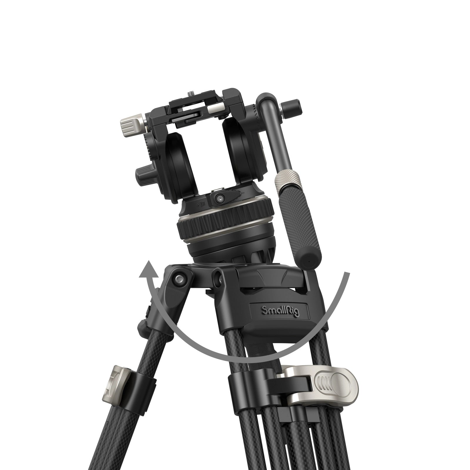 SmallRig 3989 Heavy-Duty Carbon Fiber Tripod Kit back angle of tripod head tilt feature