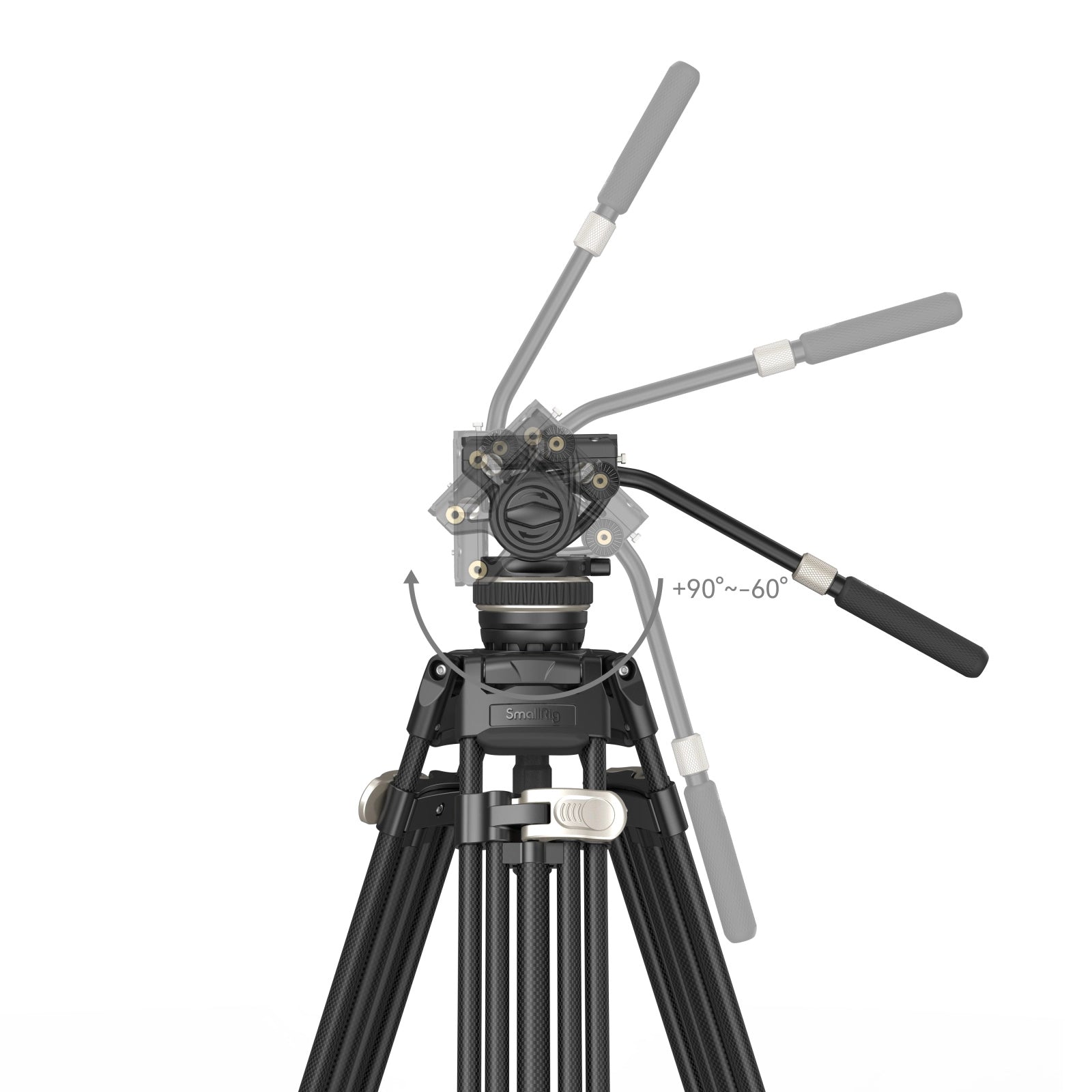 SmallRig 3989 Heavy-Duty Carbon Fiber Tripod Kit close up of tripod head