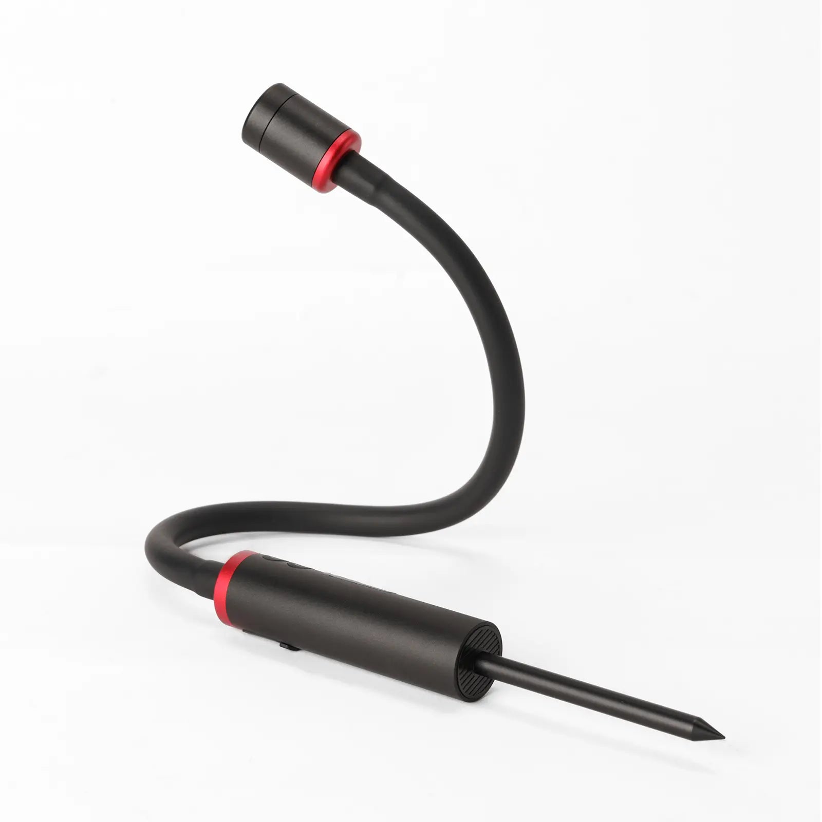 Black and red flexible inspection light on a white background