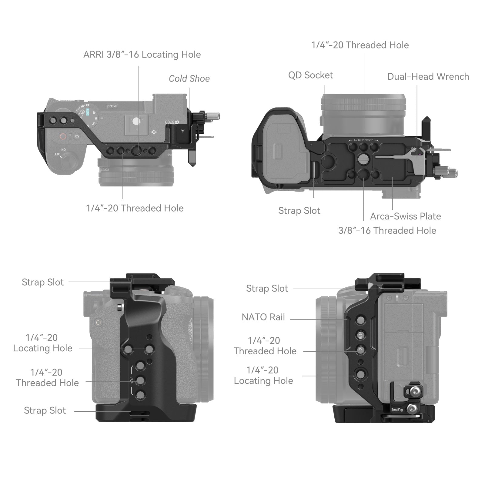 SmallRig Cage Kit for Sony Alpha 6700 4336 product photo of various angles