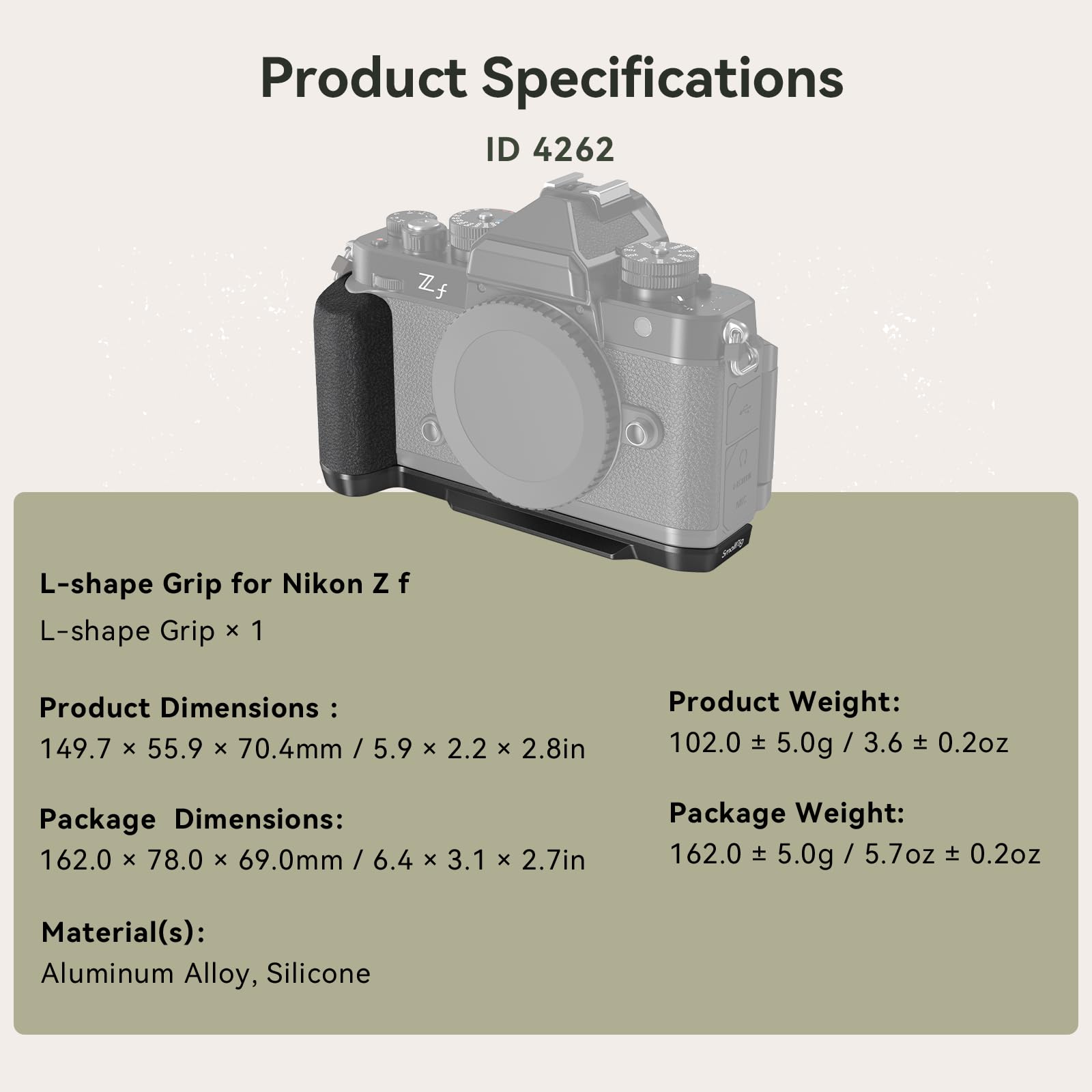 SmallRig L-Shape Handle for Nikon Z f 4262 product infographic