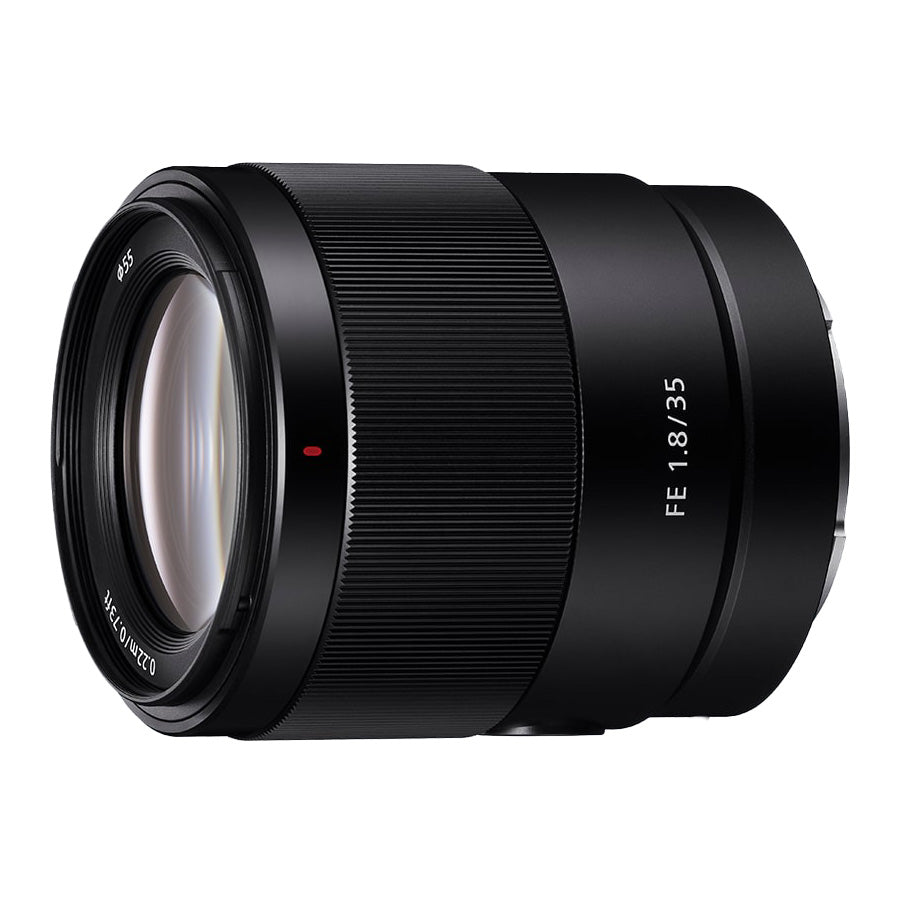 Sony FE 35mm f1.8 Fast Prime Lens side angle