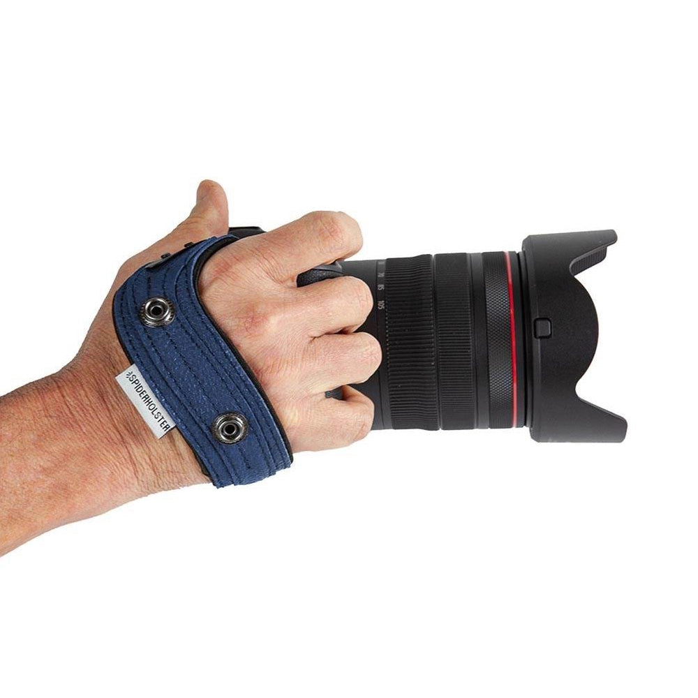 Spider Camera Holster Hand Strap V2 Dark Blue on camera