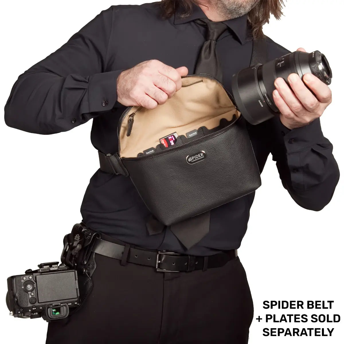 SpiderPro Leather Sling Pouch - Black