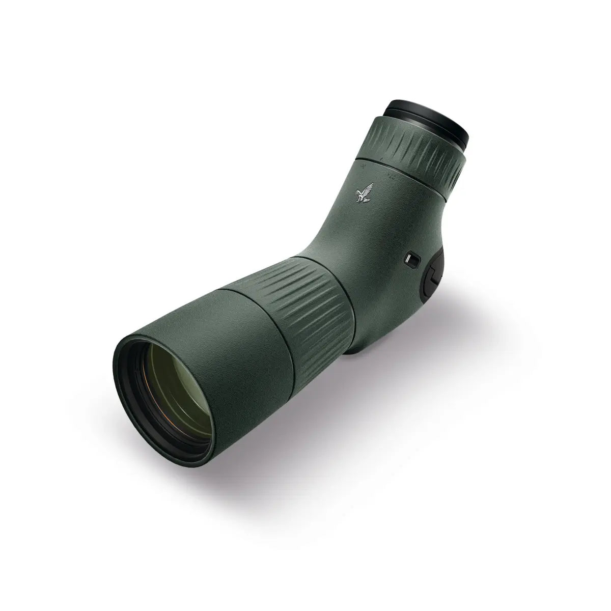 Green spotting scope on a white background
