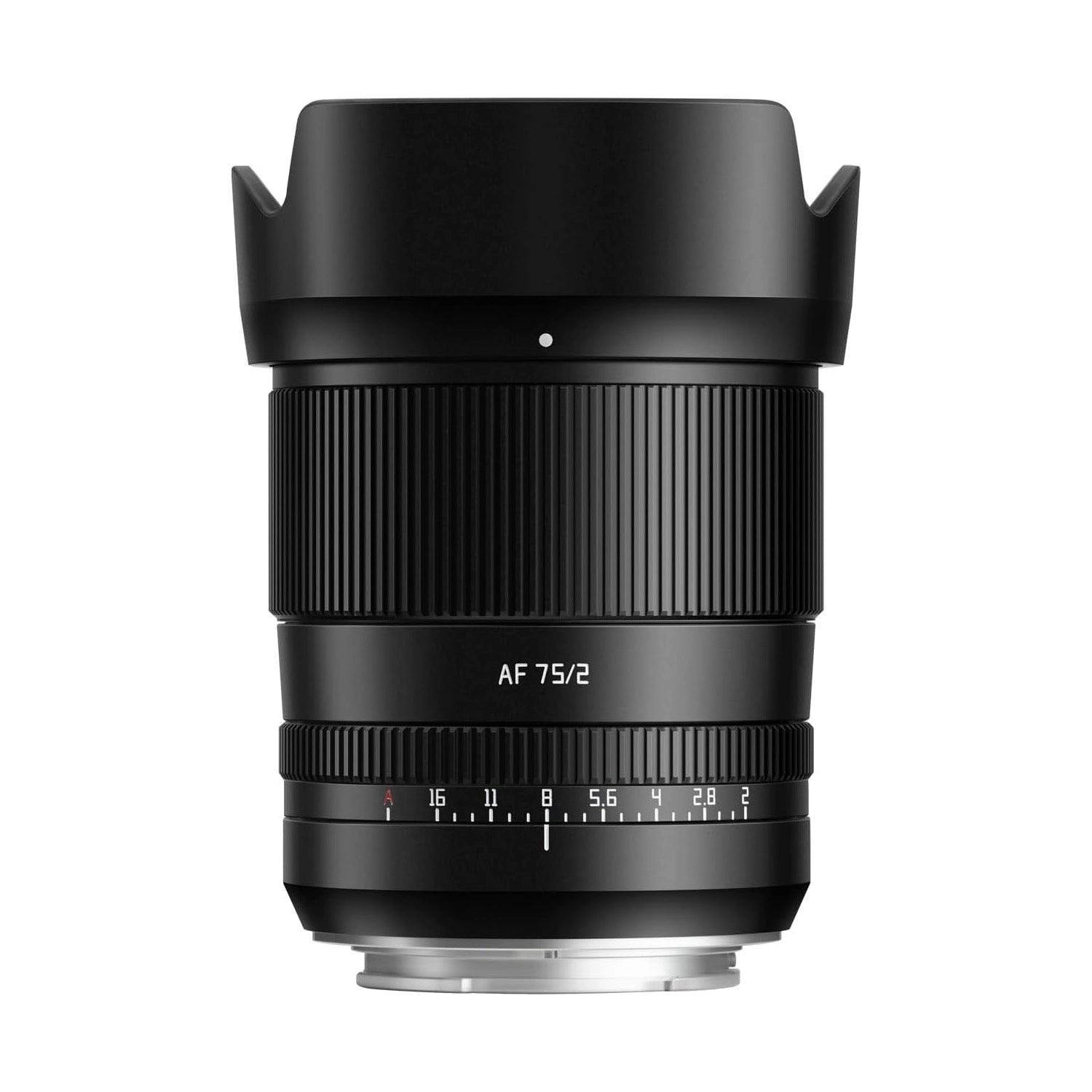 TTArtisan AF 75mm F2 Lens top angle with lens hood