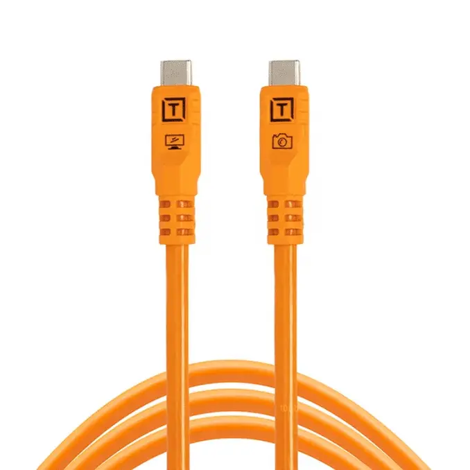 Tether Tools TetherPro Optima 10G USB-C, 10' (3m), Straight to Straight, High-Visibility Orange