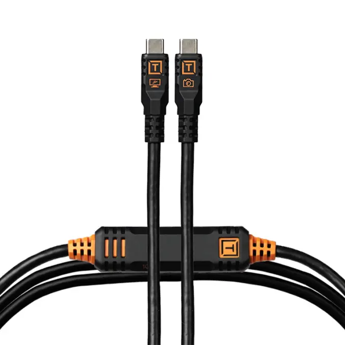 Tether Tools TetherPro Optima 10G USB-C, 15' (4.6m), Straight to Straight, Non-Reflective Black
