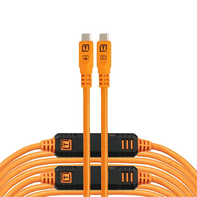 Tether Tools TetherPro Optima 10G USB-C, 31' (9.4m), Straight to Straight, High-Visibility Orange