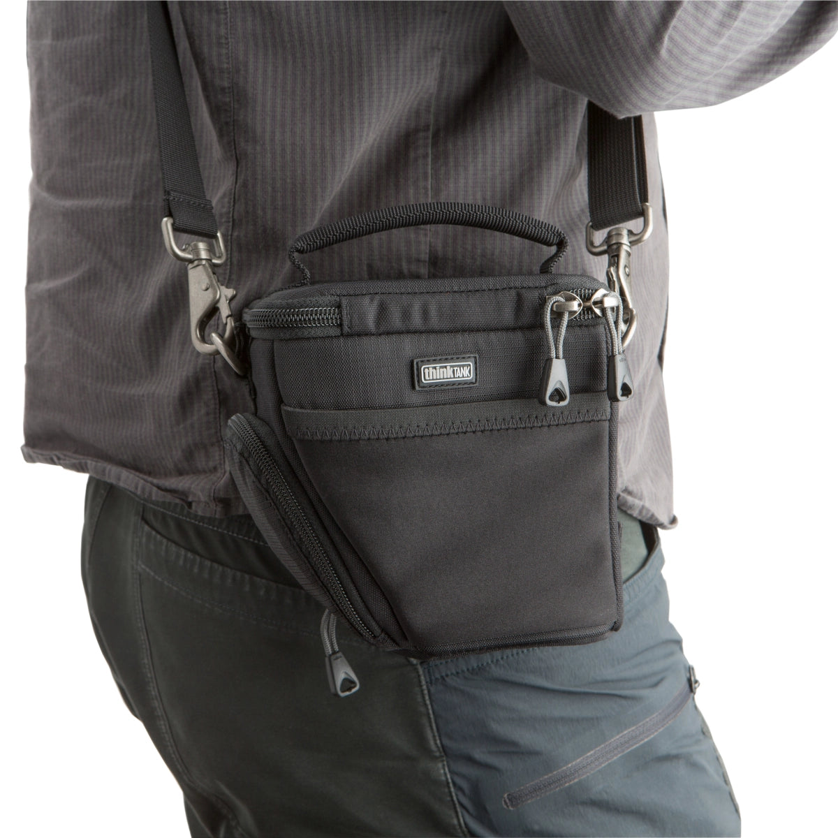 Think Tank Digital Holster 5 V2 front angle of person carrying bag