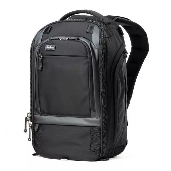 Black backpack on a white background