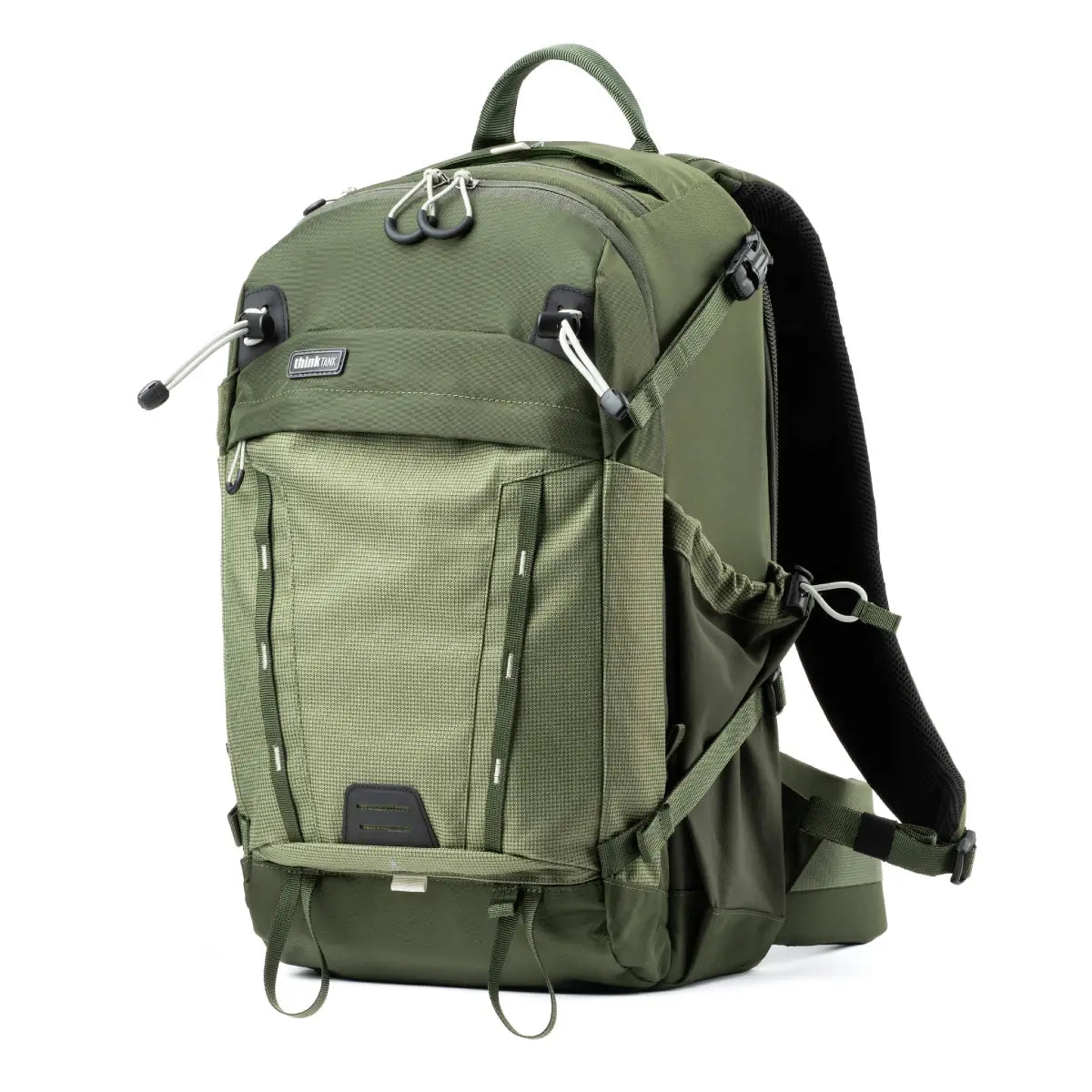Green backpack on a white background