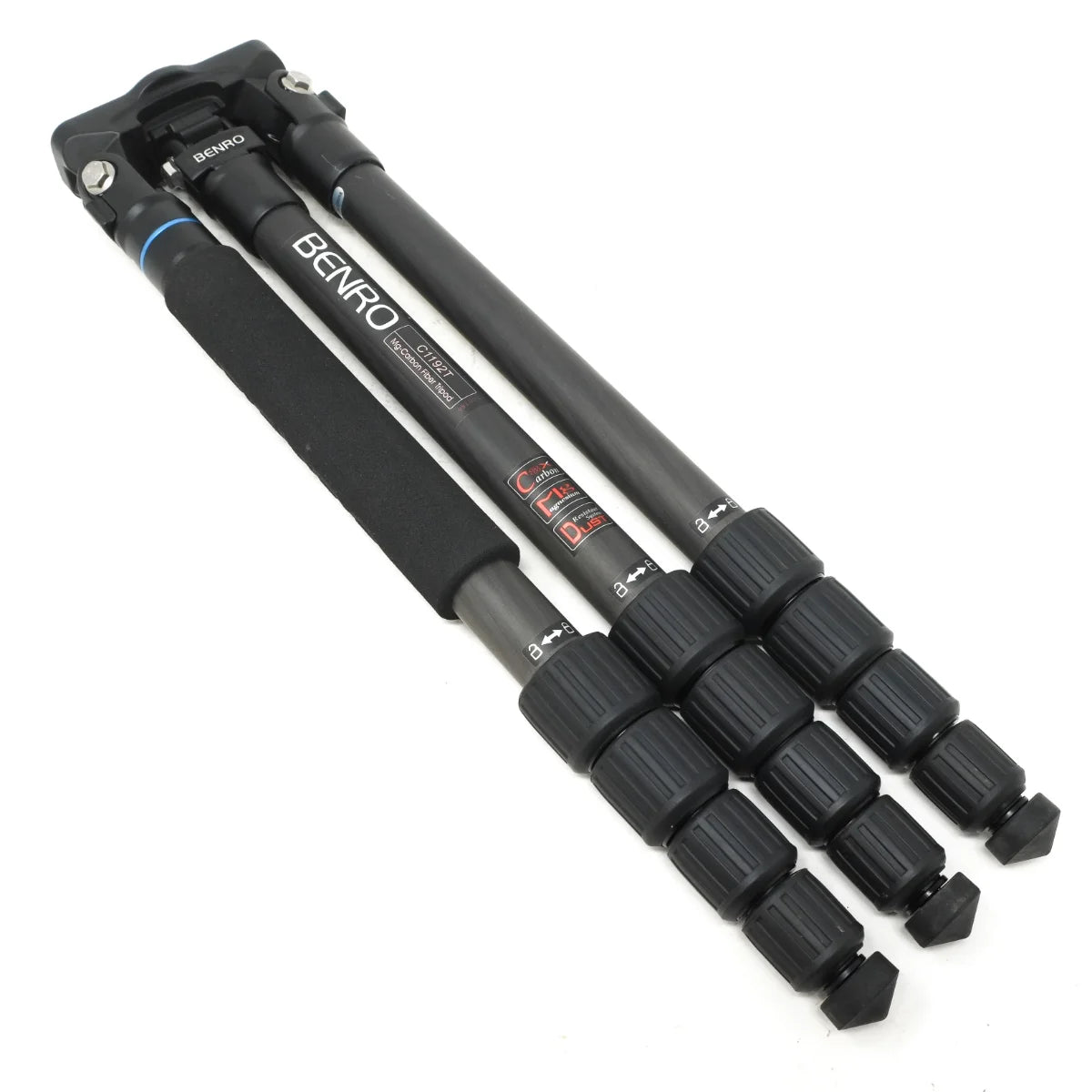 Used Benro C1192T carbon Fibre tripod Compact with case - front angle 