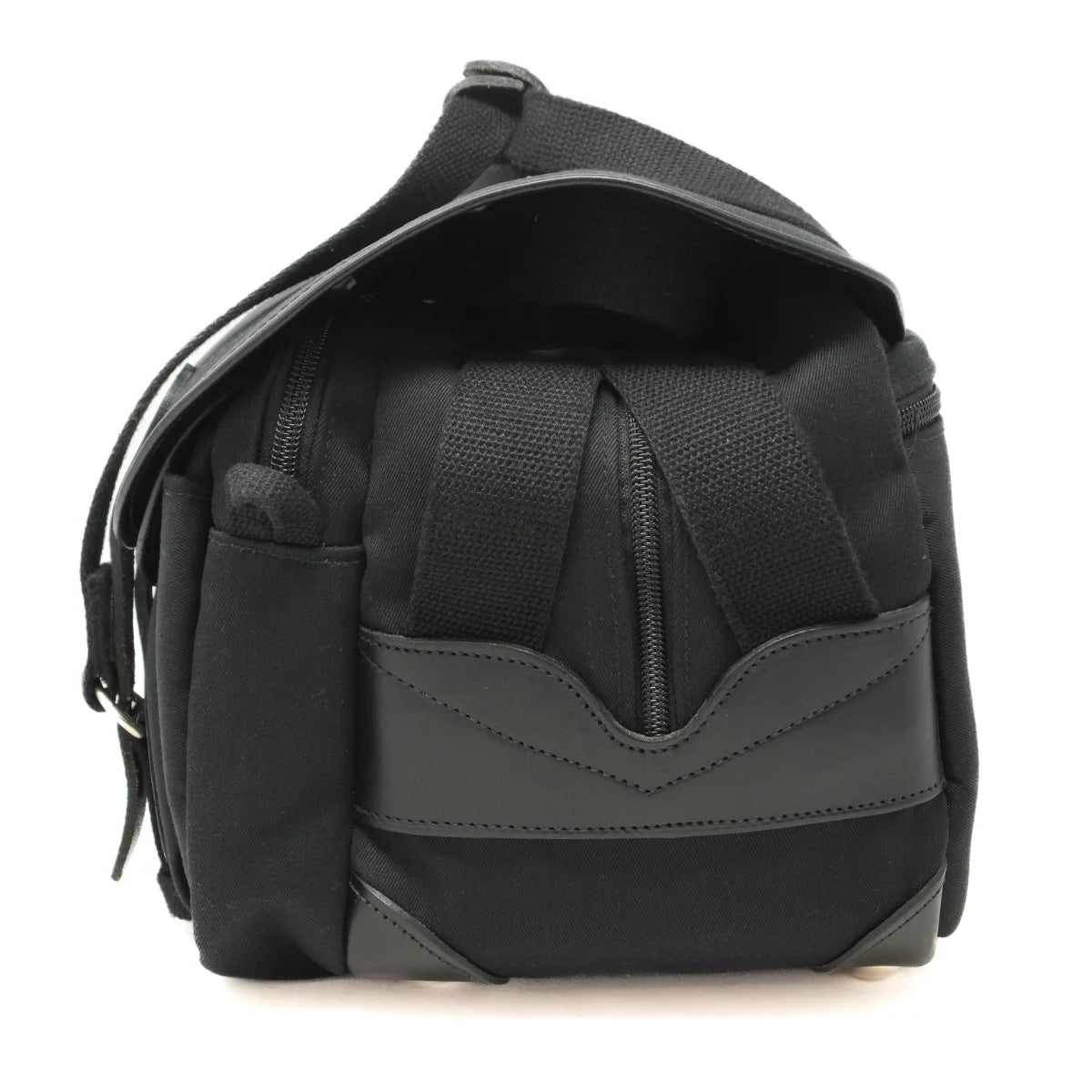 Used Billingham 225 Black Leather/Black Canvas - side angle 