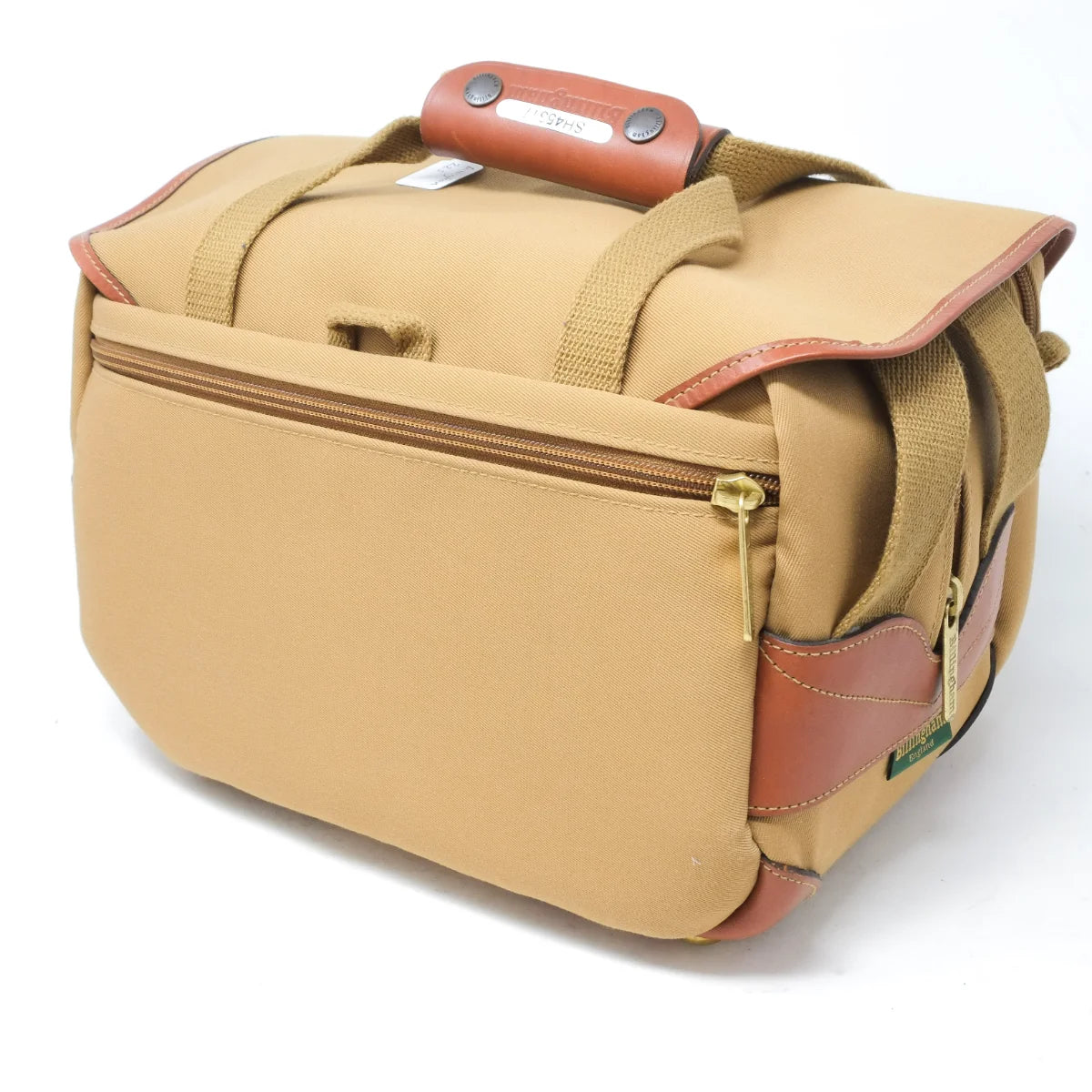 Used Billingham 225 in Khaki/Tan canvas bag - back angle 