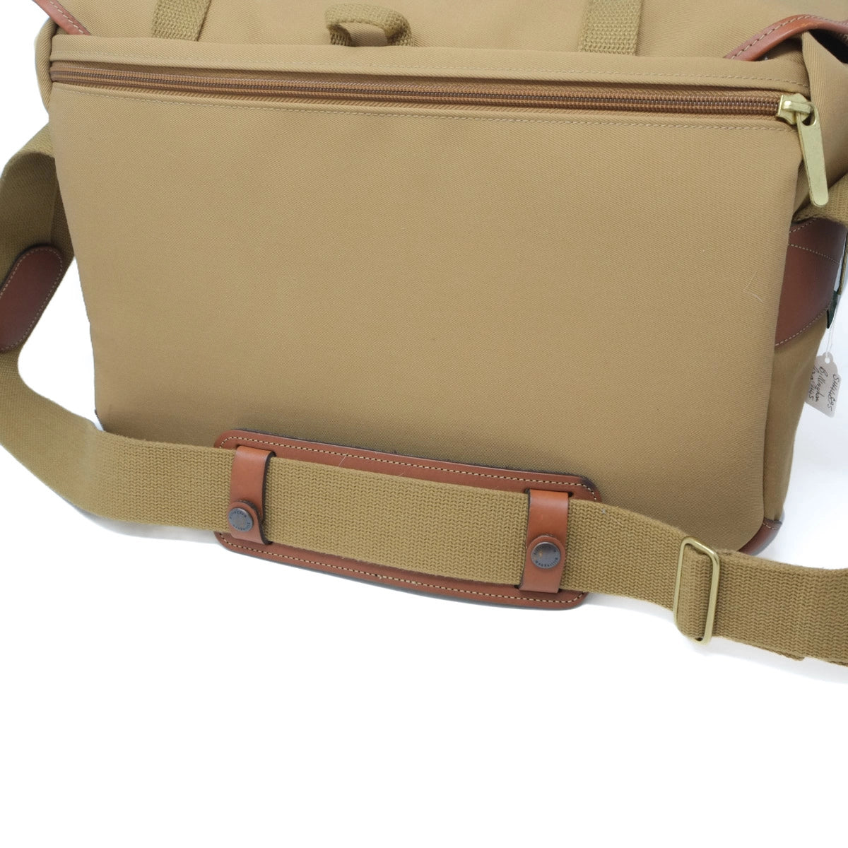Used Billingham 445 Khaki/Tan Canvas shoulder bag Mint - back angle 