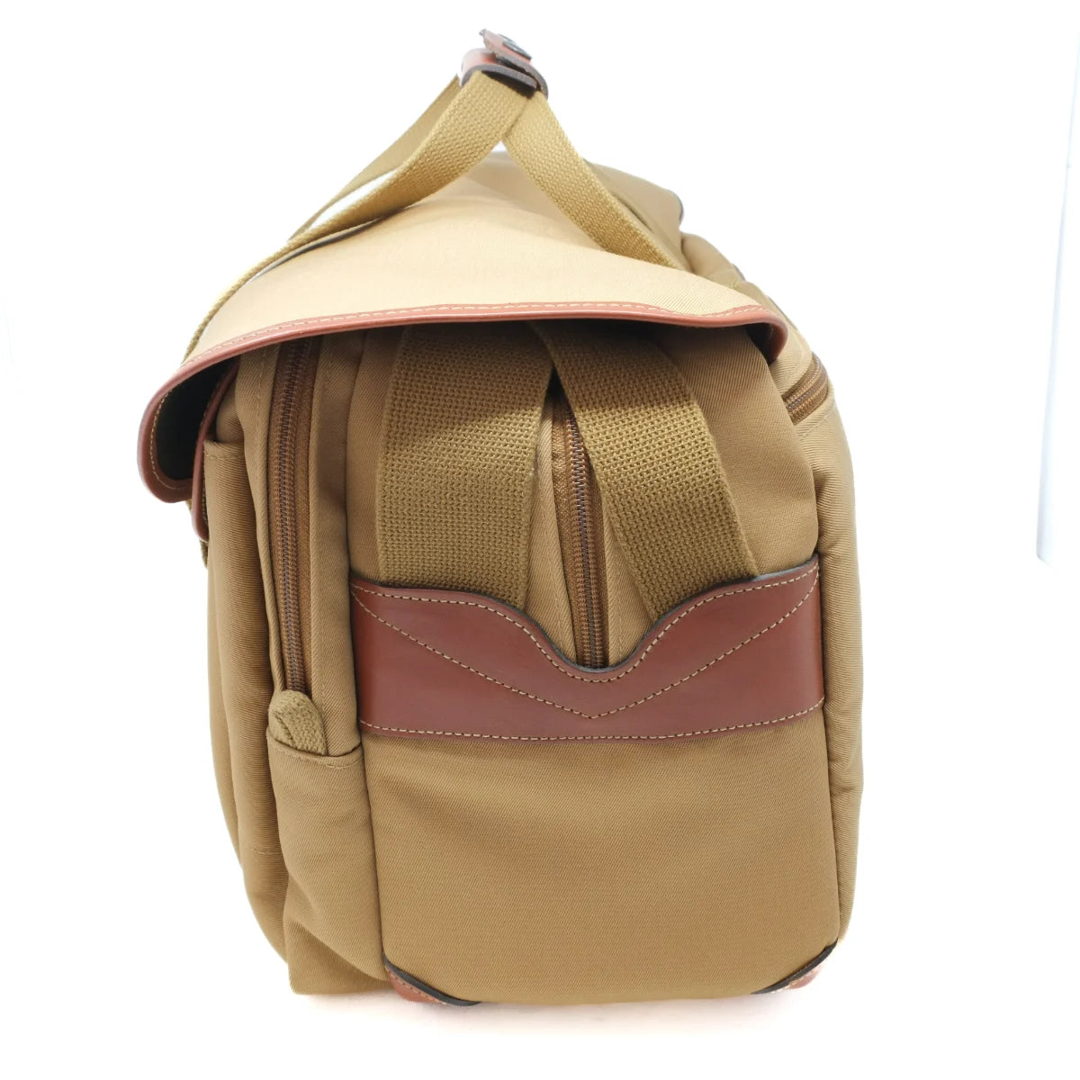 Used Billingham 555 Camera Shoulder Bag in Khaki/Tan Canvas - side angle 