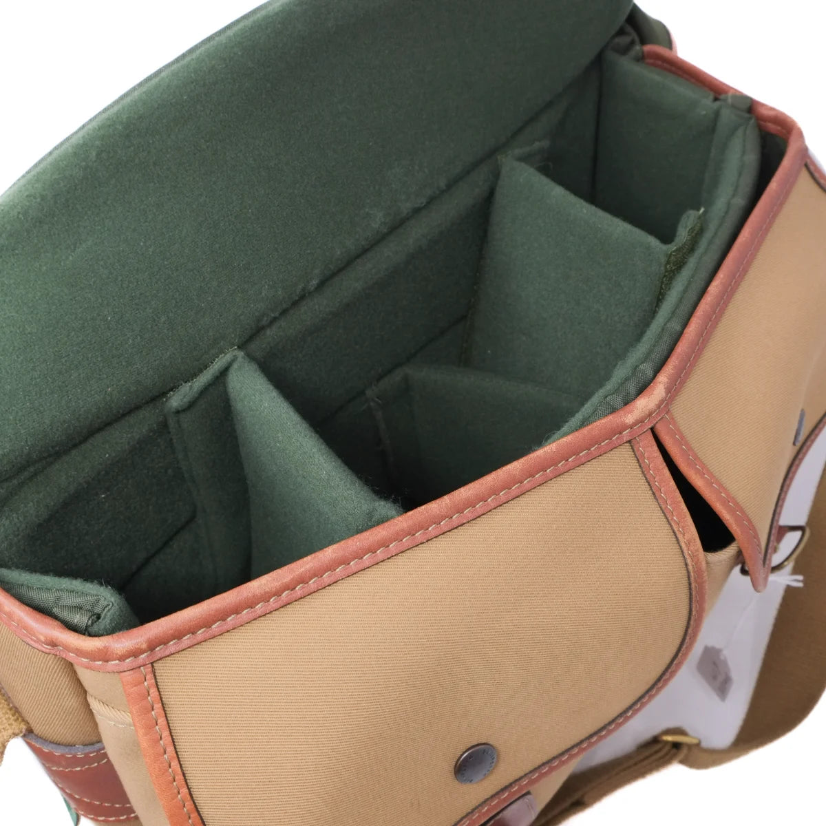 Used Billingham Hadley Large Shoulder Camera Bag in Khaki/Tan Canvas - top angle 