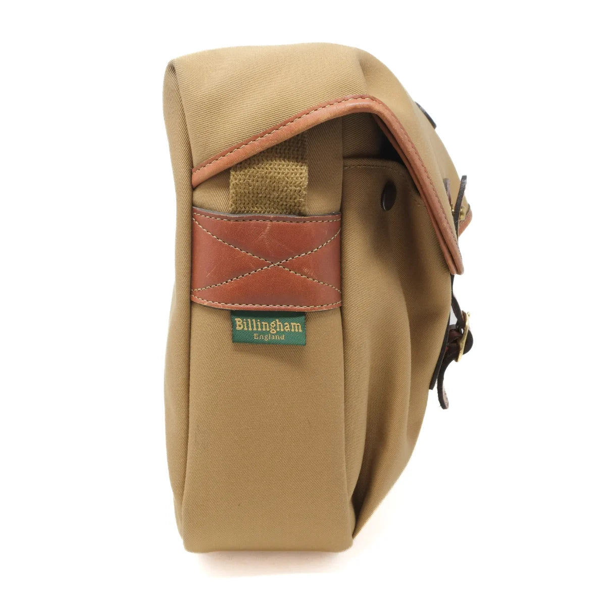 Used Billingham Hadley Large Shoulder Camera Bag in Khaki/Tan Canvas - side angle 