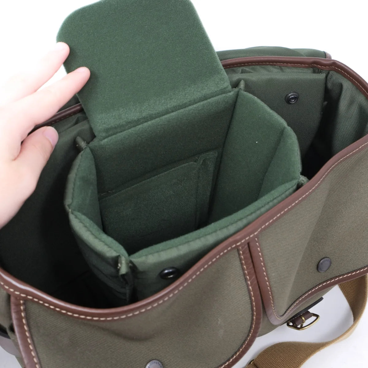 Used Billingham Hadley One Camera bag Sage/Chocolate - top angle 
