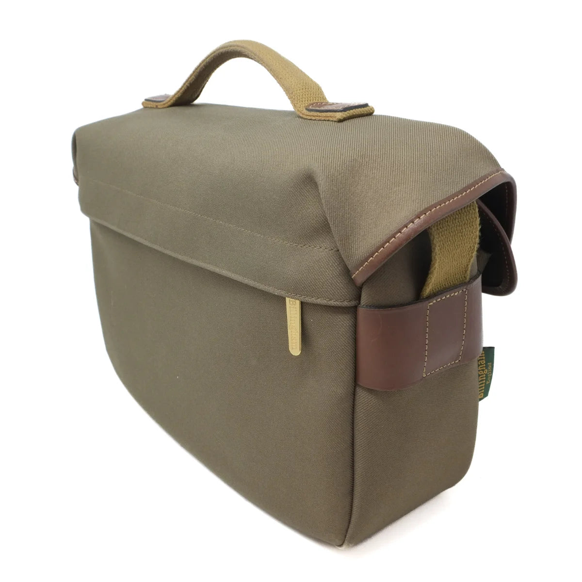 Used Billingham Hadley Pro in Sage/Chocolate Fibrenyte - side angle 
