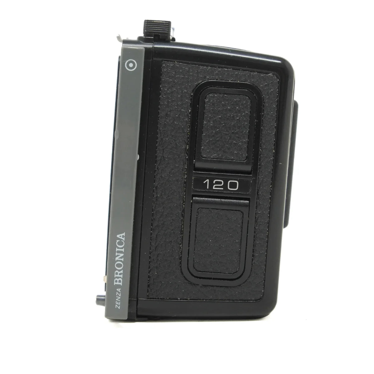 Used Bronica ETRS 120 Roll film back 6x4.5cm - side angle 