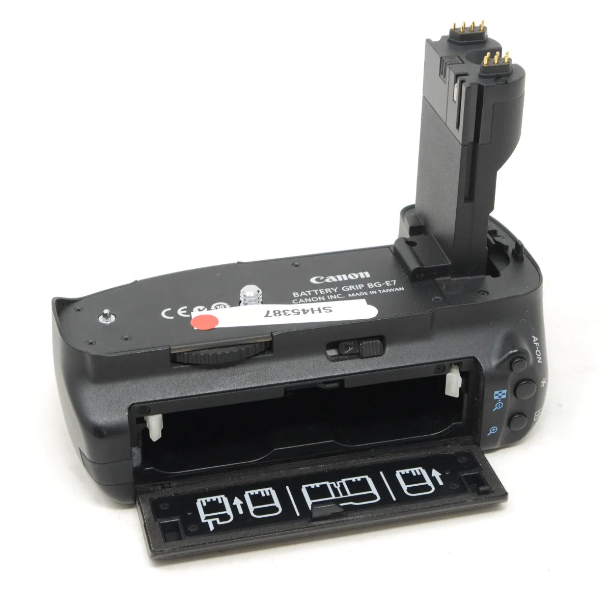 Used Canon BG-E7 battery grip - side angle 