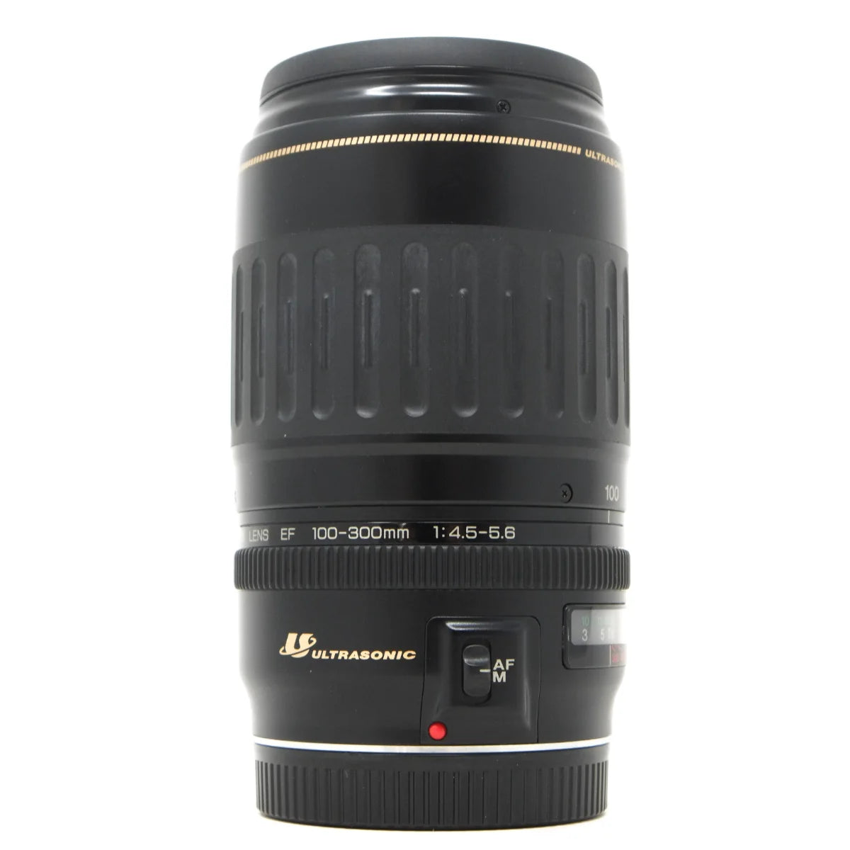 Used Canon EF 100-300mm F4.5-5.6 USM Lens - side angle 