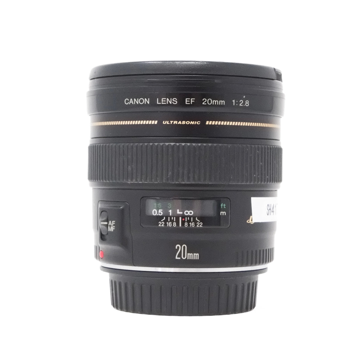 Used Canon EF 20mm F2.8 USM Lens top angle