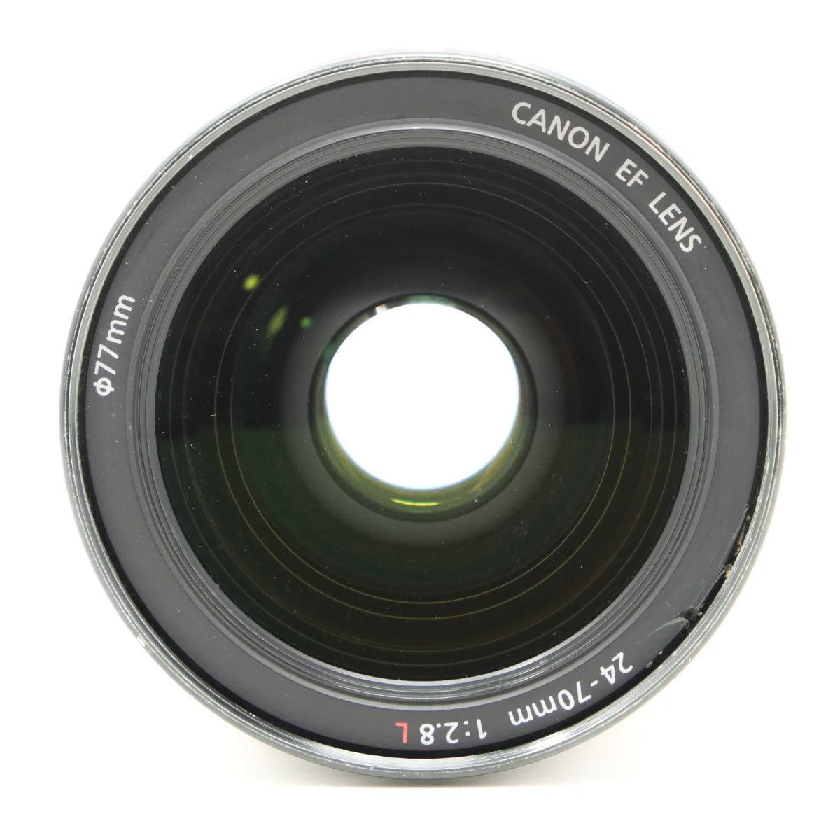 Used Canon EF 24-70mm F2.8L with Hood - top angle 