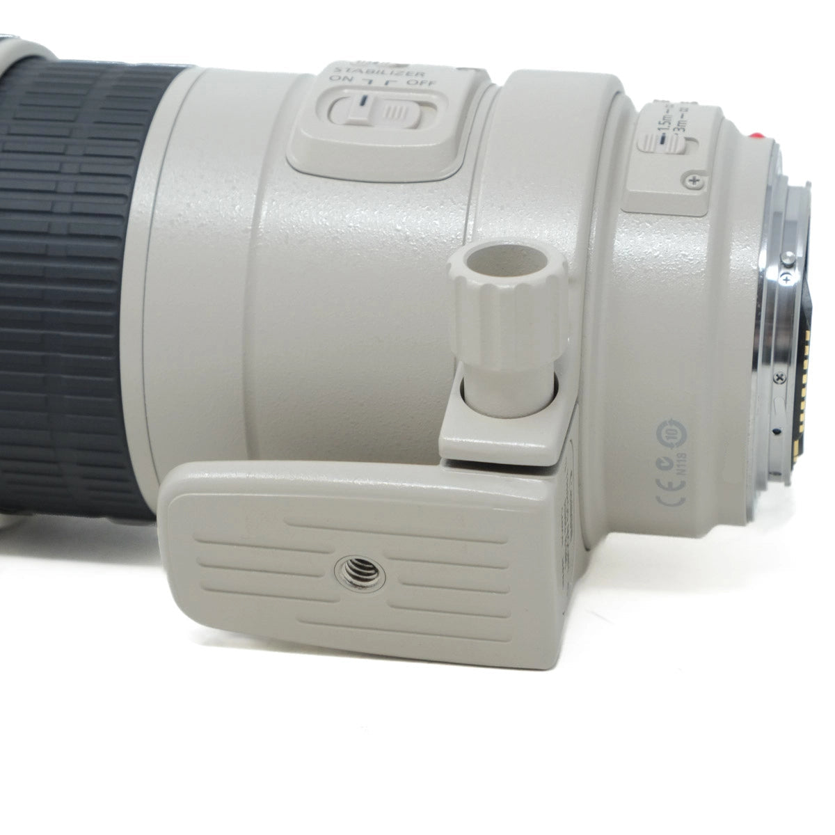 Close-up of a camera lens on a white background