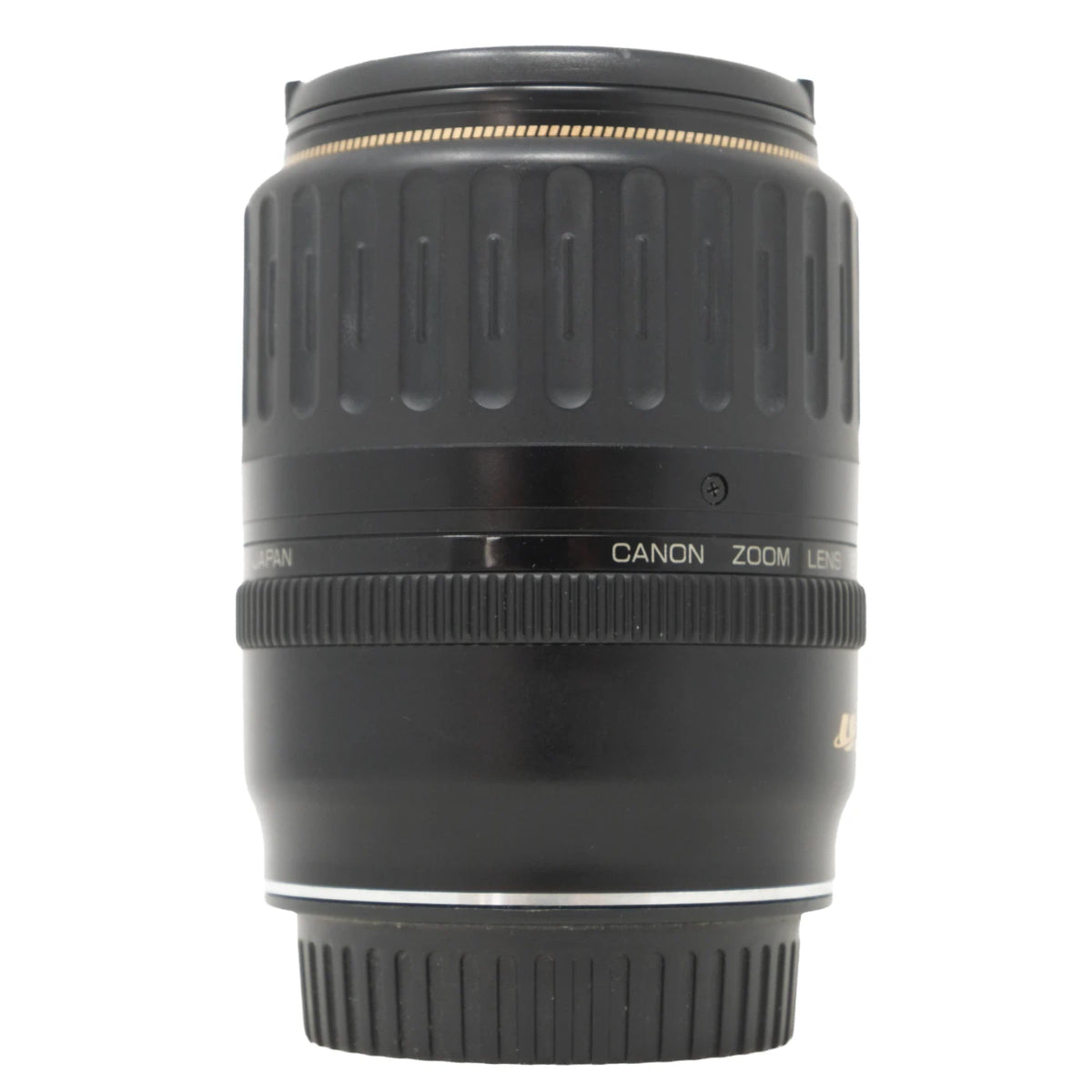 Canon zoom lens in black with gold accents, shown against a plain white background.