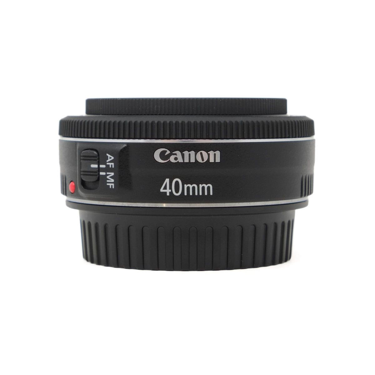 Canon 40mm lens on a white background