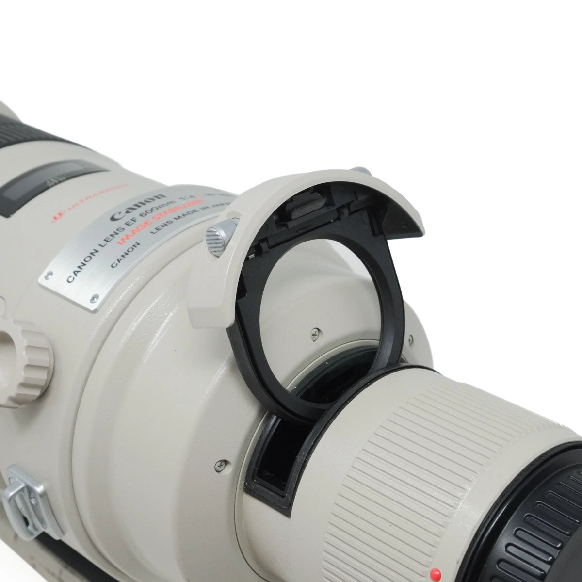 Canon camera lens with a white background