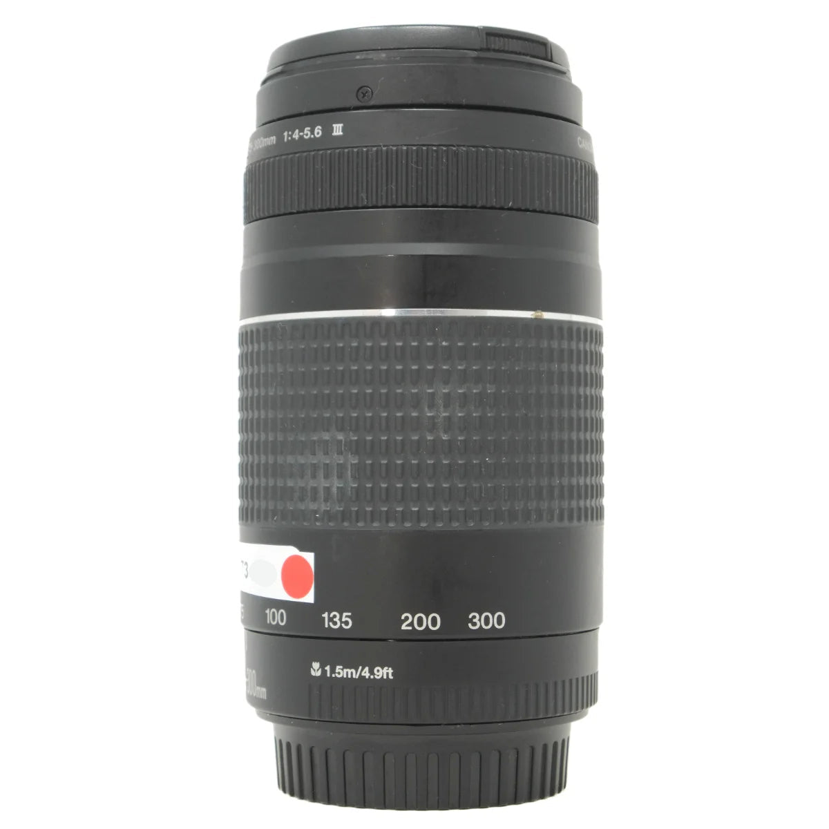 Used Canon EF 75-300mm F4-5.6 III Lens  - side angle 