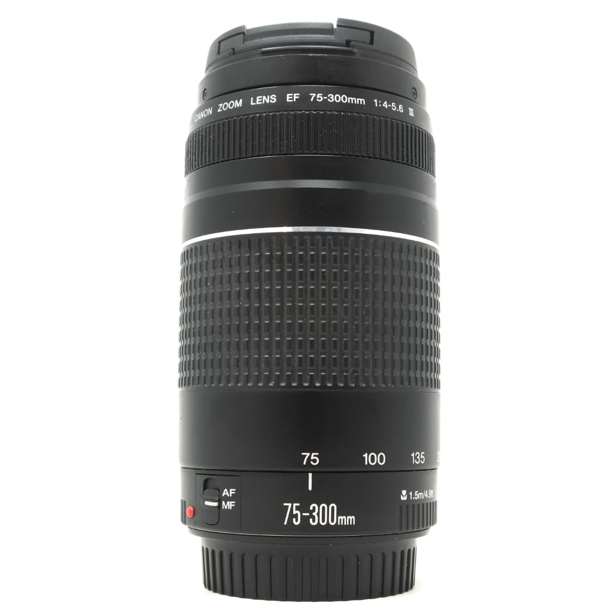 Used Canon EF 75-300mm F4-5.6 III lens - front angle 