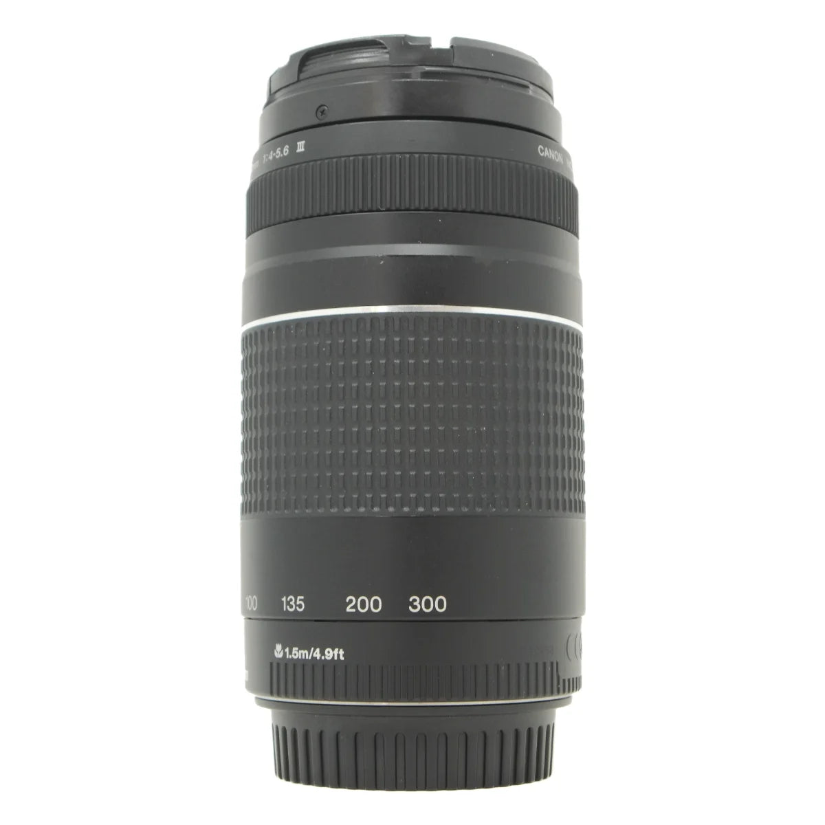 Used Canon EF 75-300mm F4-5.6 III lens - side angle 