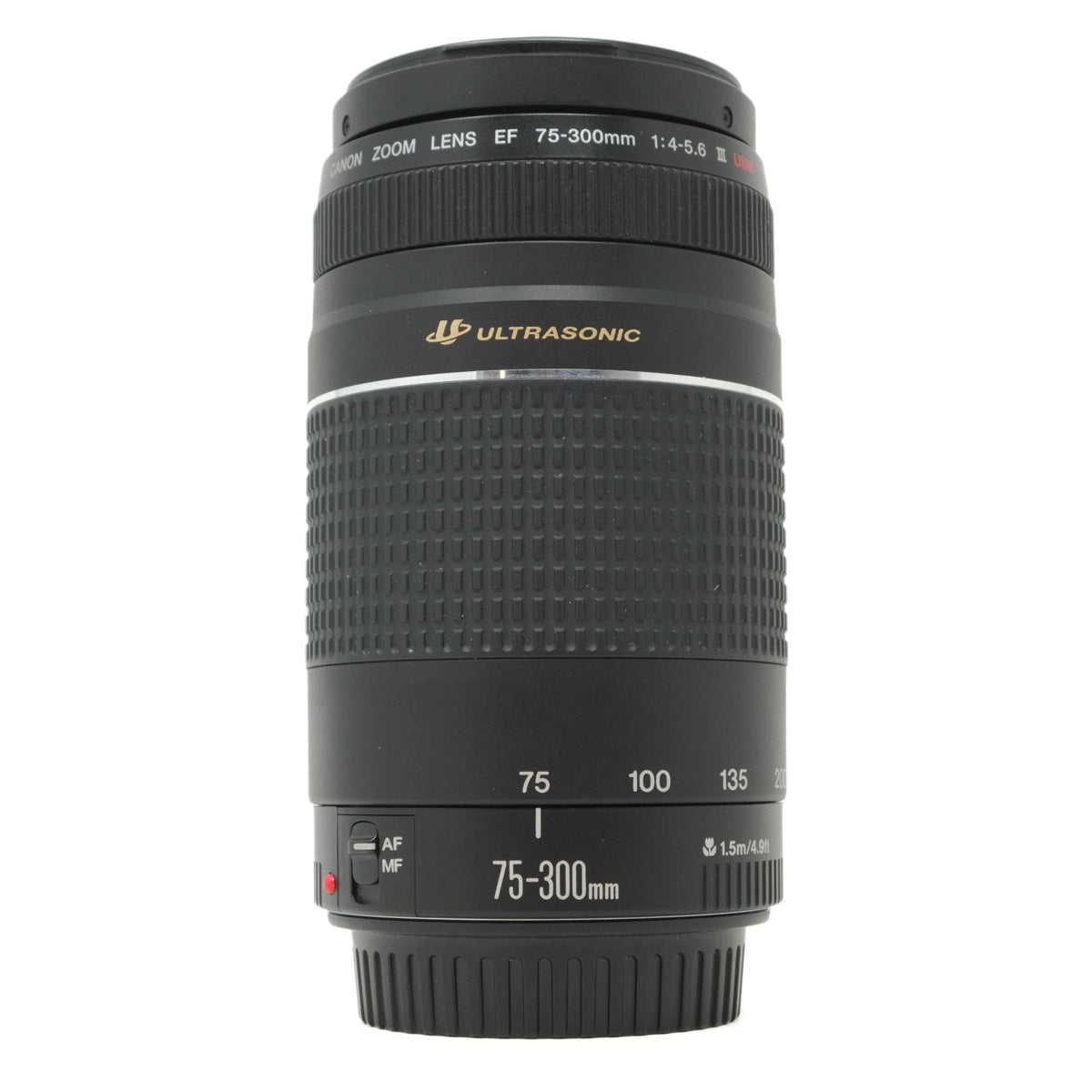 Used Canon EF 75-300mm f4-5.6 III USM lens - front angle 