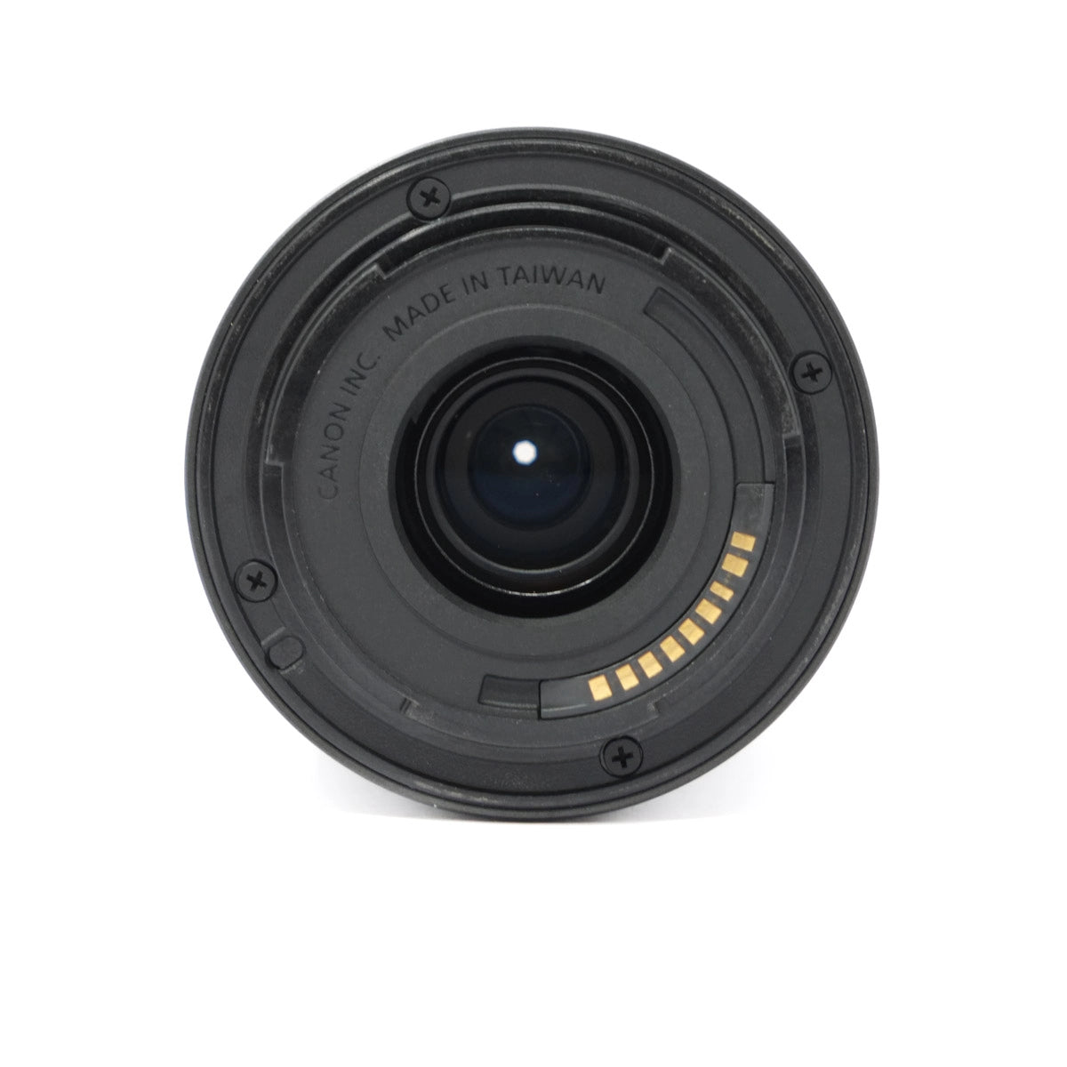 Camera lens with 'Made in Taiwan' text on a white background