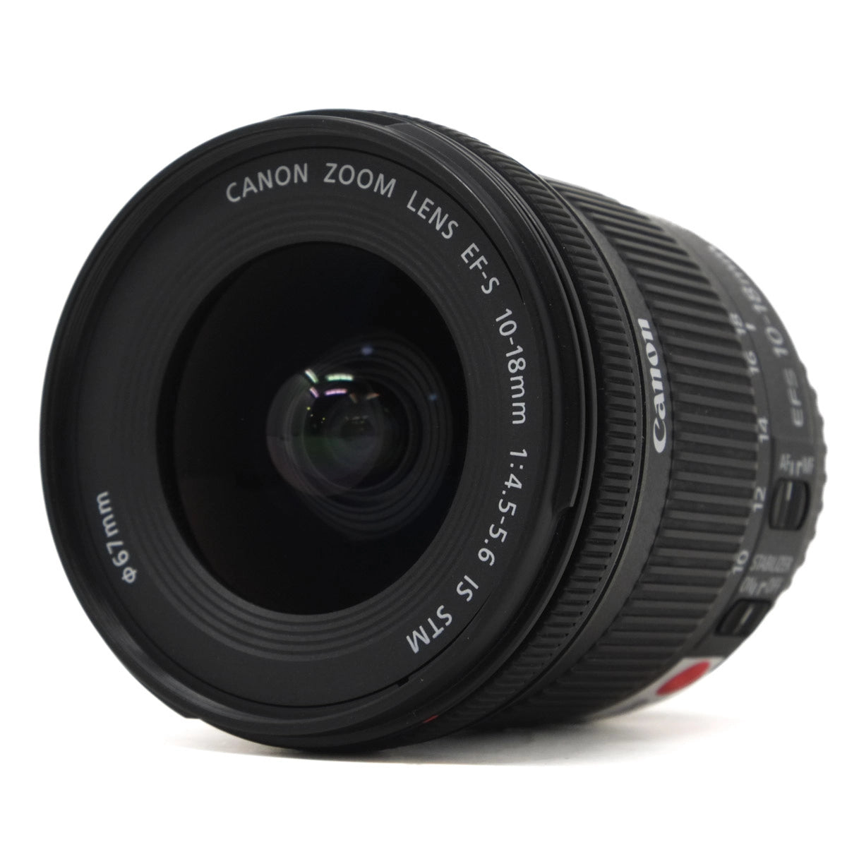 Used Canon EF-S 10-18mm F4.5-5.6 IS STM Lens - Top angle 